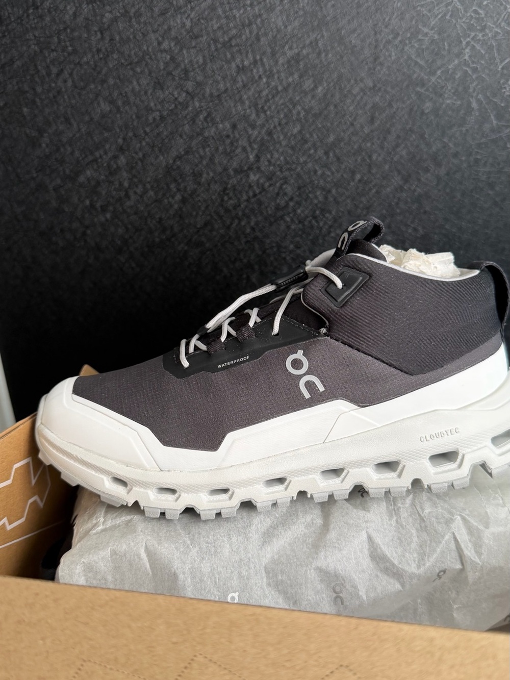 On Running Cloudventure Waterproof Trail Shoe — Black/White